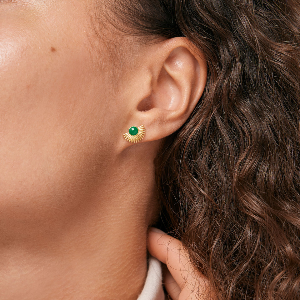 Soleil Stud Earrings in Petrol Green