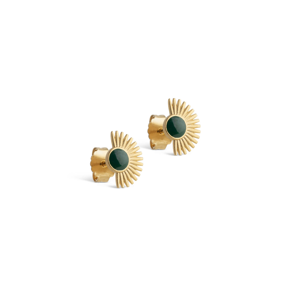 Soleil Stud Earrings in Petrol Green