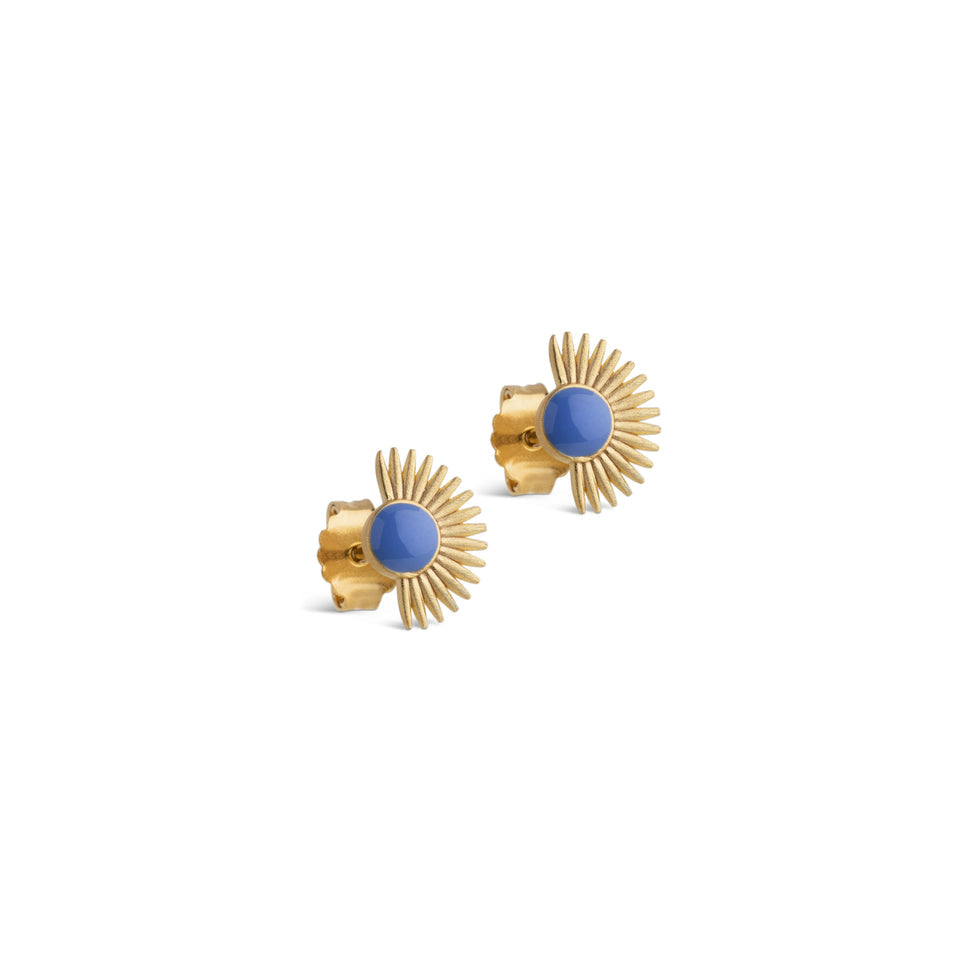 Soleil Stud Earrings in Petrol Green