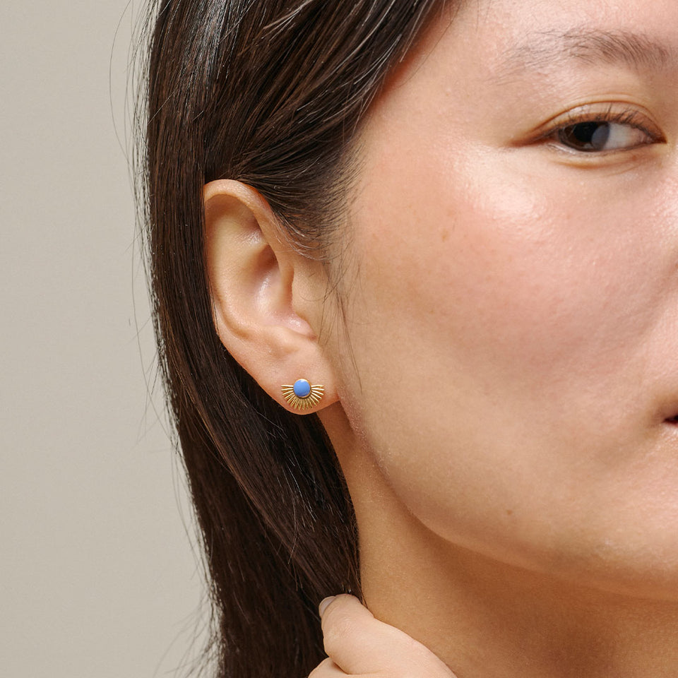Soleil Stud Earrings in Petrol Green