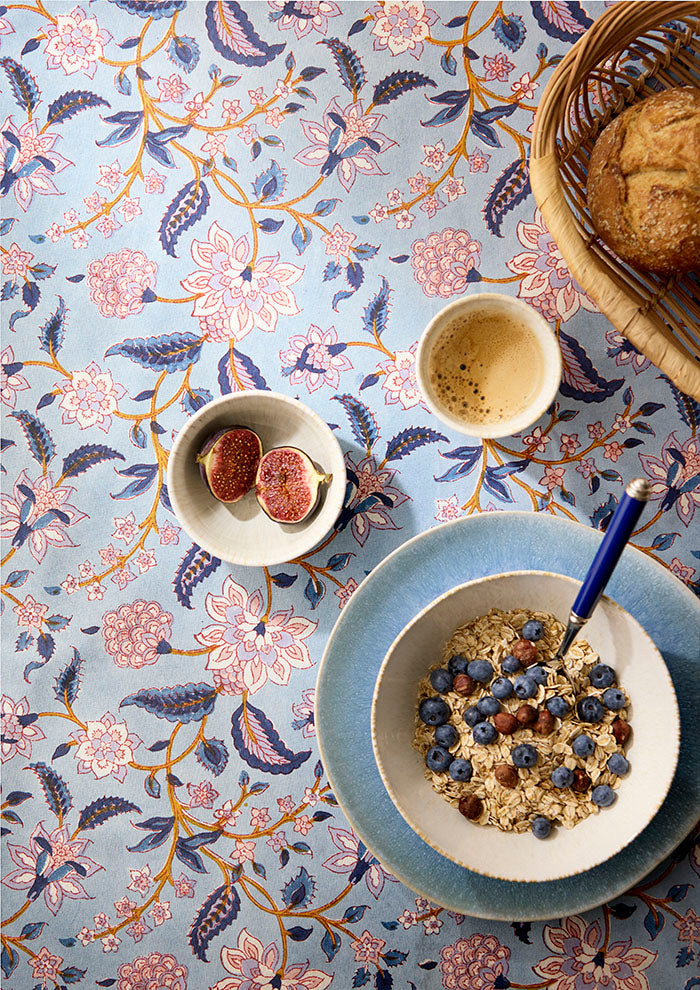 Divya Riviera Tablecloth 150x250cm - Blue Cotton