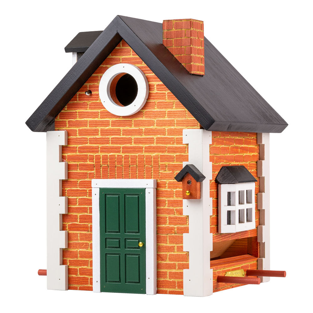 Multiholk Brick Cottage Birdhouse and Feeder