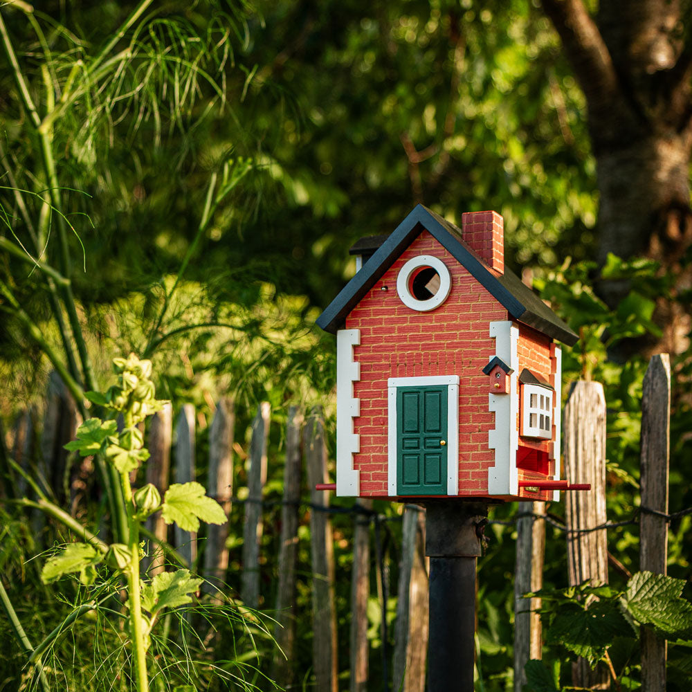 Multiholk Brick Cottage Birdhouse and Feeder