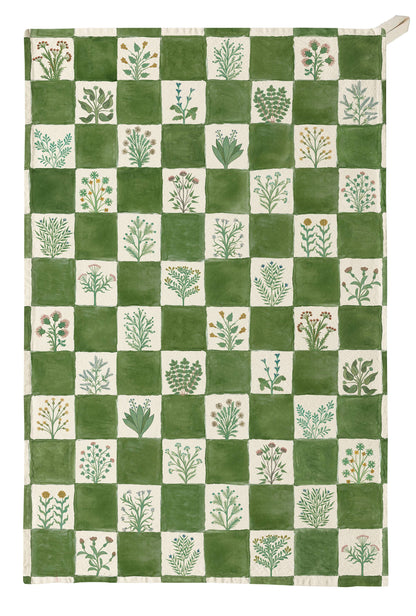 Organic Cotton Tea Towel - 15th Century Herb Illustrations