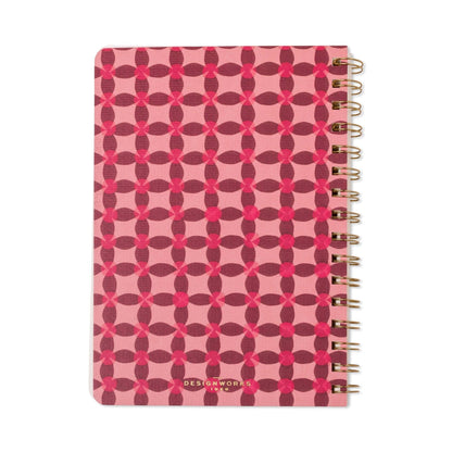 DesignWorks Ink Tulip A5 Twin Wire Notebook - Pinwheel Pink