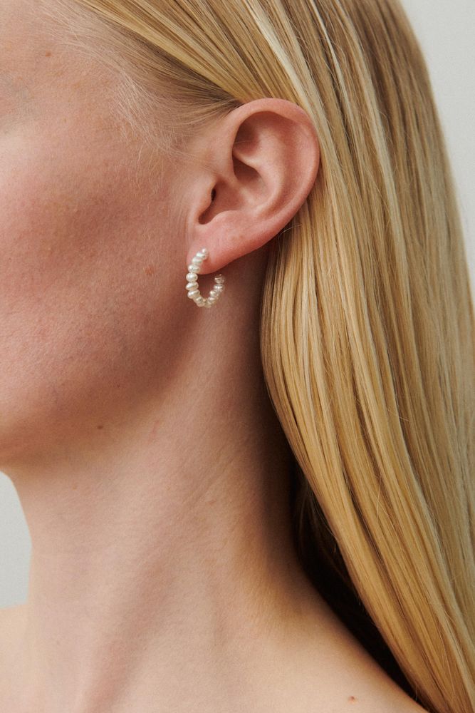 Ocean Treasure Hoops with Freshwater Pearls