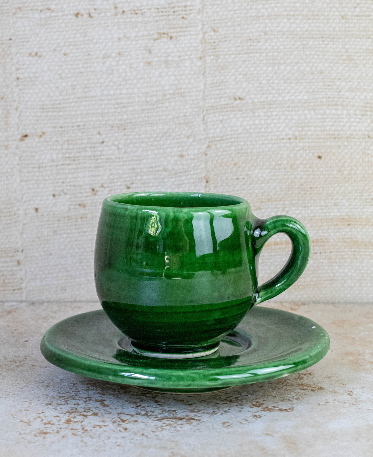Tazekka Green Moroccan Ceramic Espresso Set