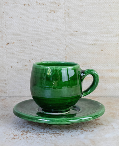Tazekka Green Moroccan Ceramic Espresso Set