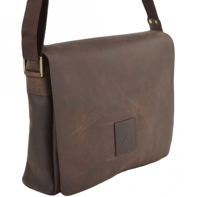 Five Pocket Leather Messenger Bag in Mud