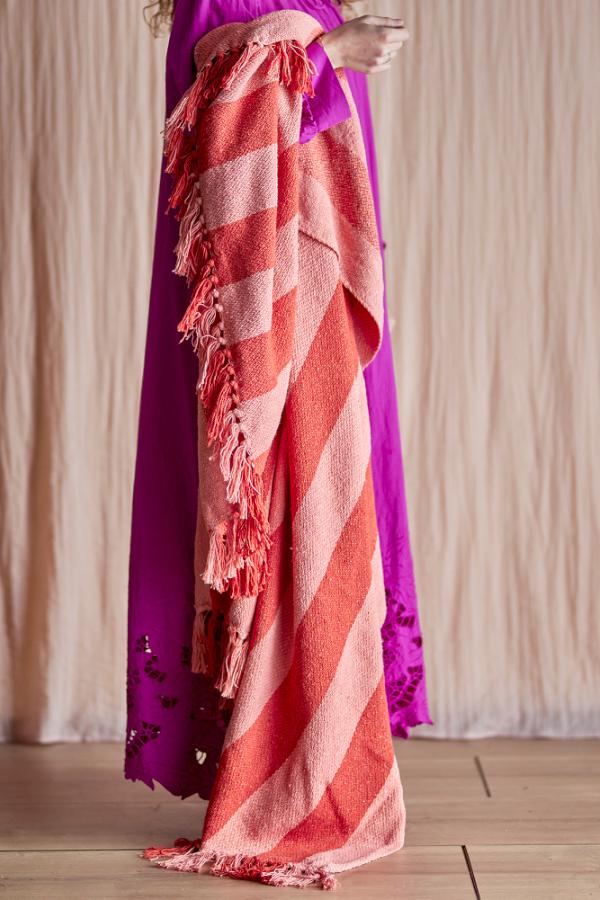 Frello Throw in Orange, Mixed Fibres