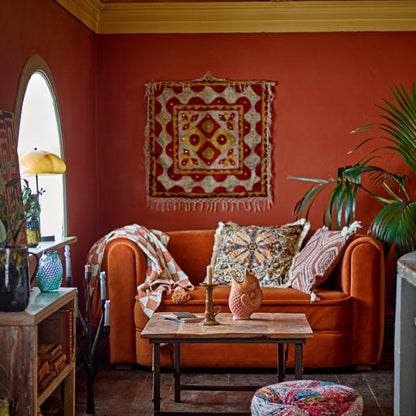 Mughal Wall Art in Upcycled Red Cotton
