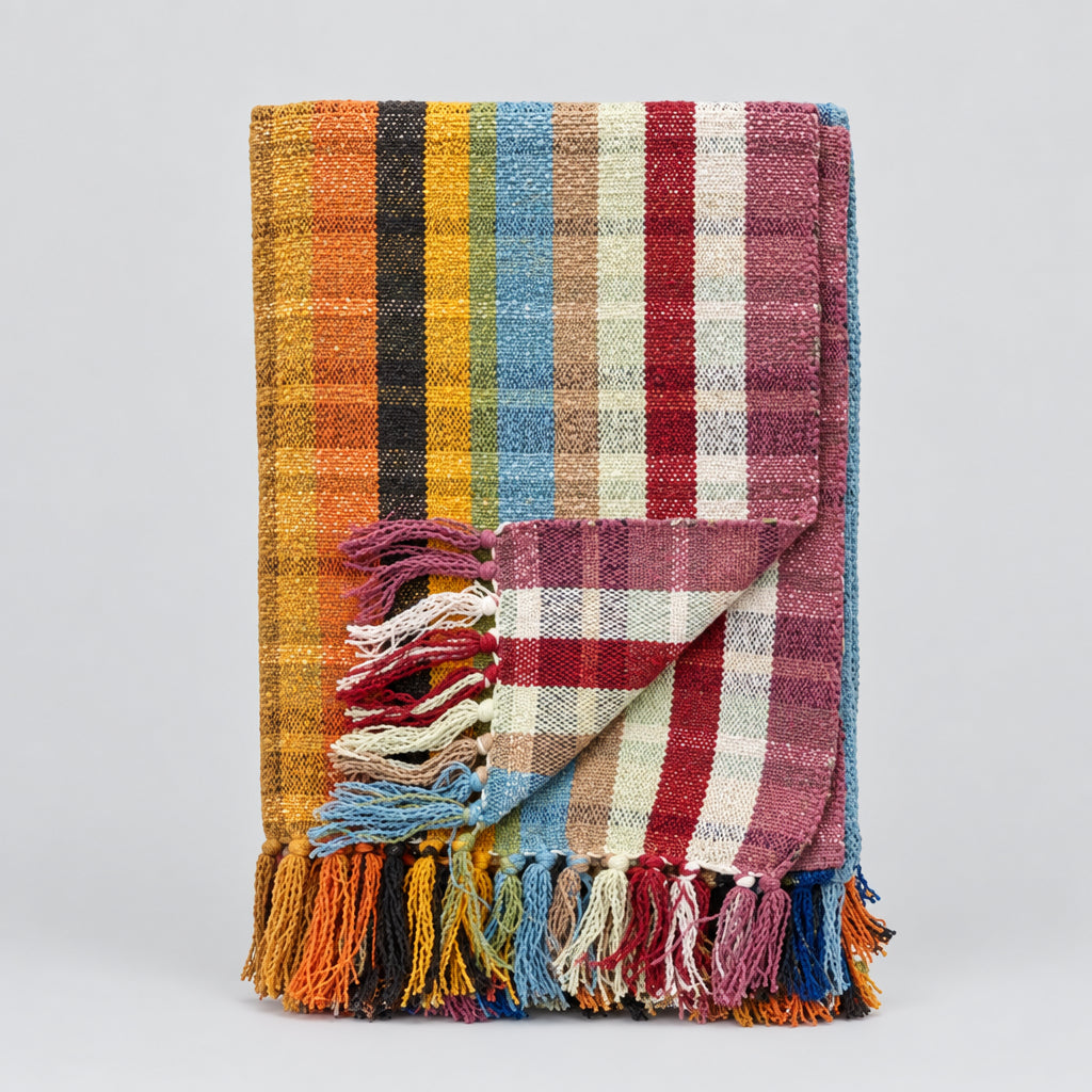 Elmy Woven Throw in Warm Orange