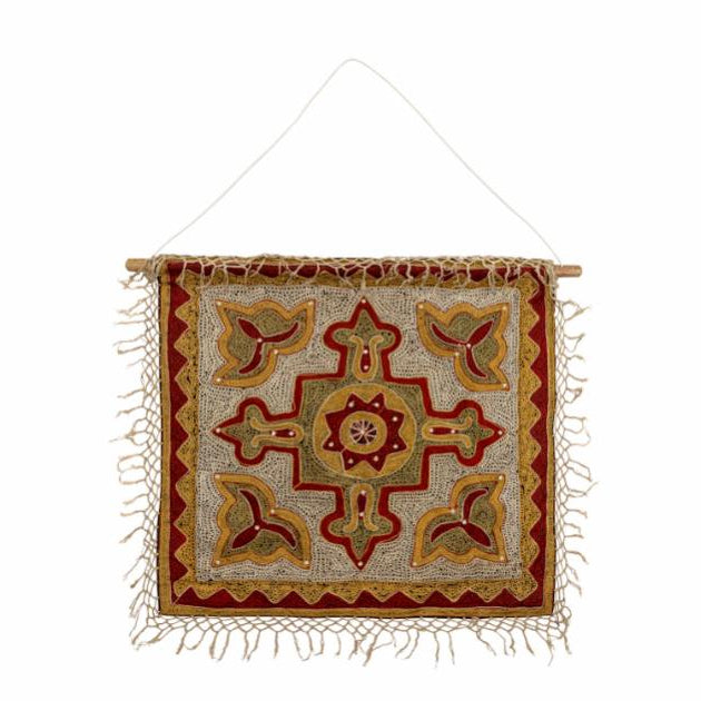 Mughal Wall Art in Upcycled Red Cotton