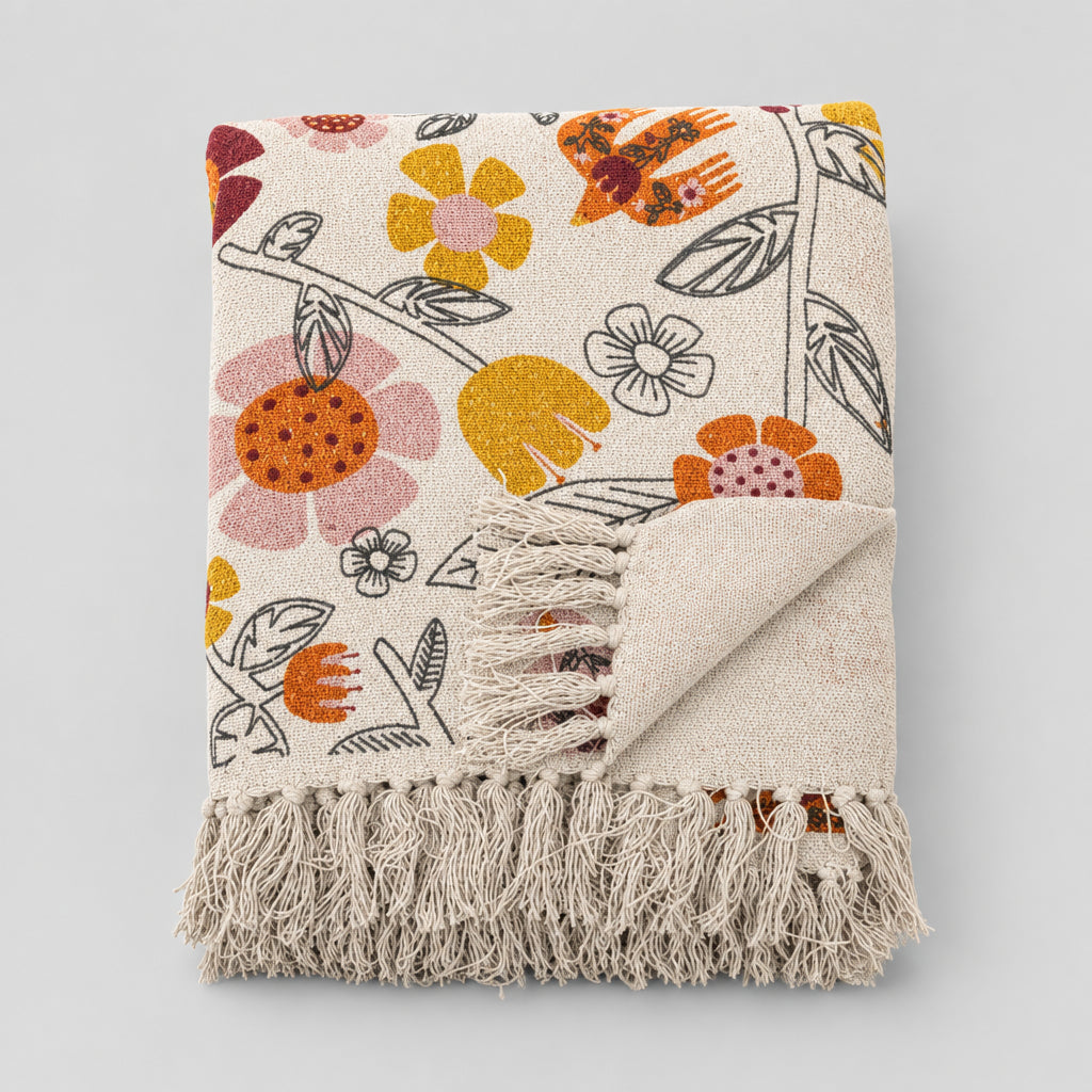 Vivielle Woven Throw with Floral Design