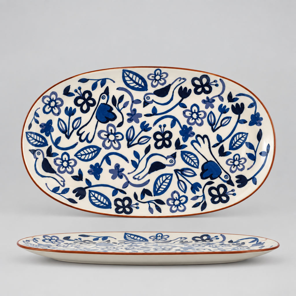 Figuria Stoneware Serving Plate with Floral Design