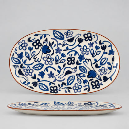 Figuria Stoneware Serving Plate with Floral Design