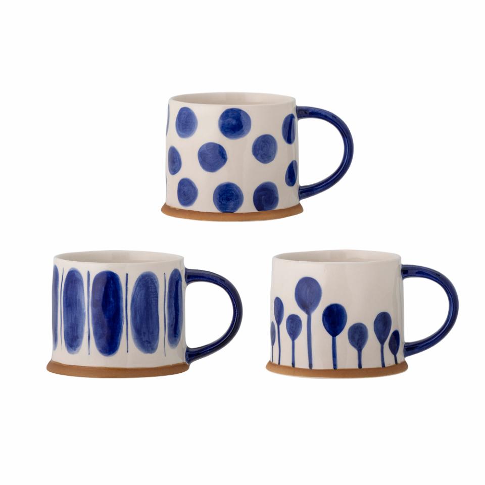 Linora Blue Stoneware Mug Set of 3