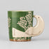 Hezha Stoneware Cup in Green with Floral Design