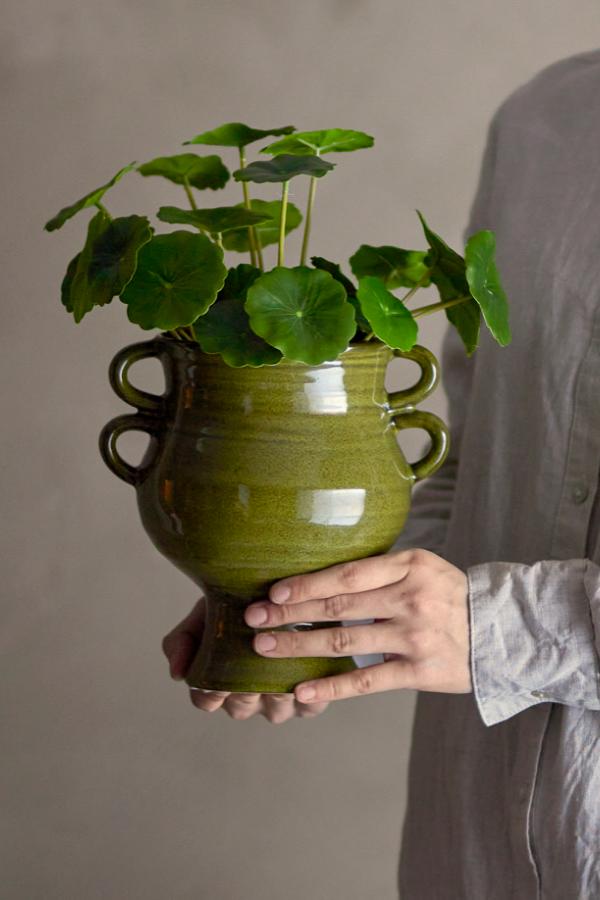 Artificial Copper Plant in Black Pot