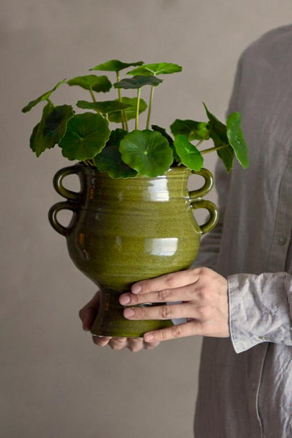 Artificial Copper Plant in Black Pot