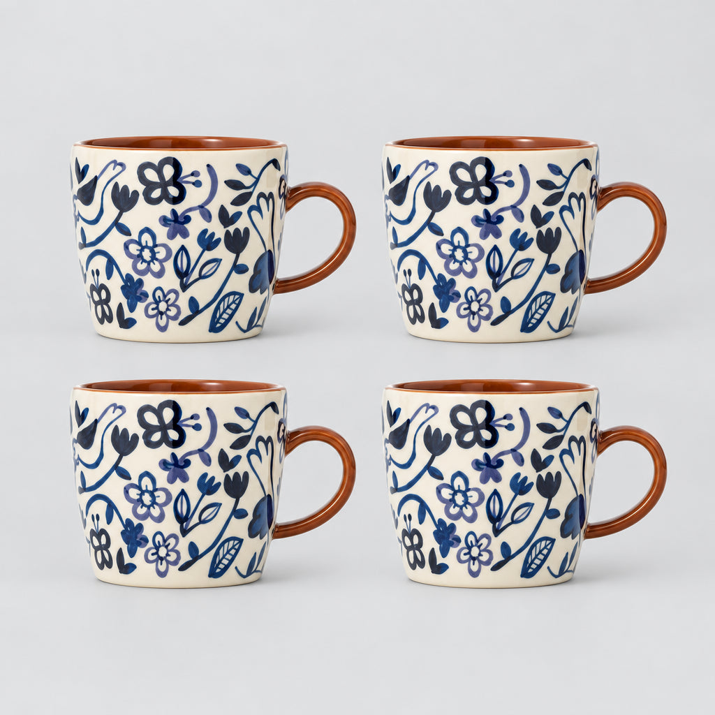 Figuria Stoneware Mug Set of 4 - Floral Design