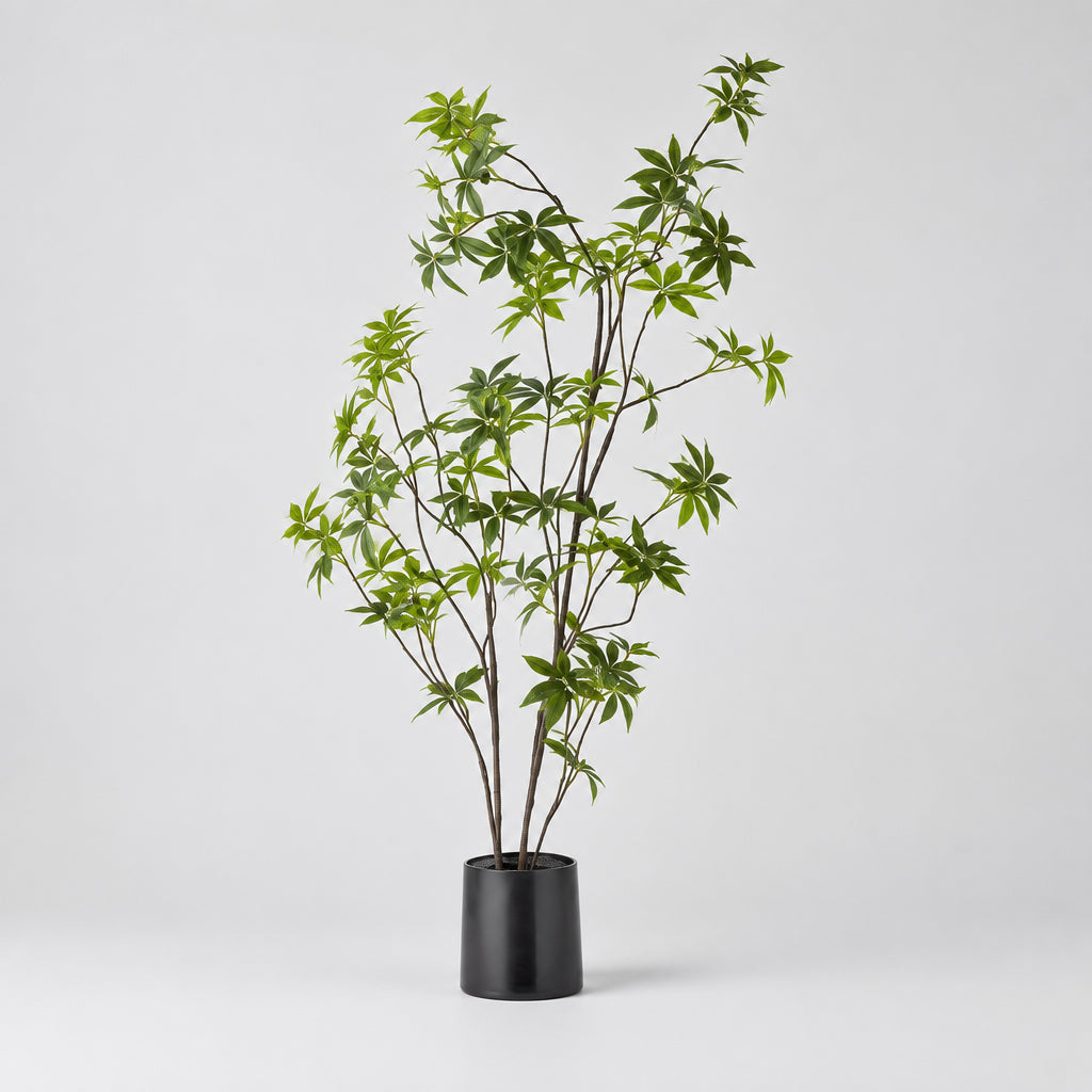 Palmatum Plant in Black Pot, Artificial Greenery