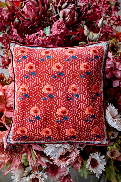 Zharai Red Cushion in Cotton