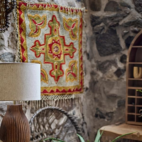 Mughal Wall Art in Upcycled Red Cotton