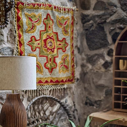 Mughal Wall Art in Upcycled Red Cotton