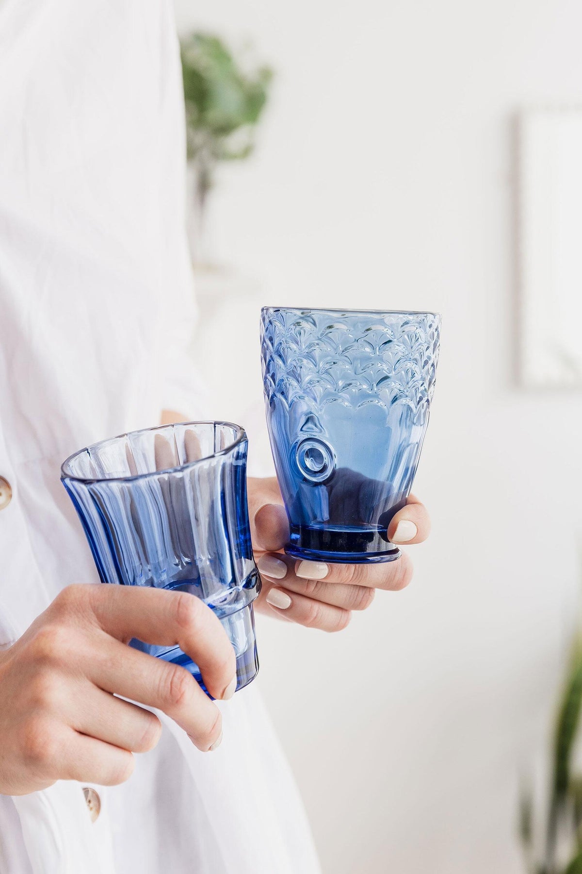 Fish Stacking Glasses - Set of 4 Blue Tumblers