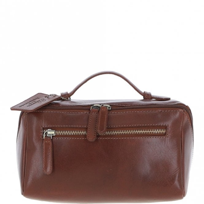Chestnut Leather Washbag: K-49