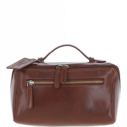 Chestnut Leather Washbag: K-49