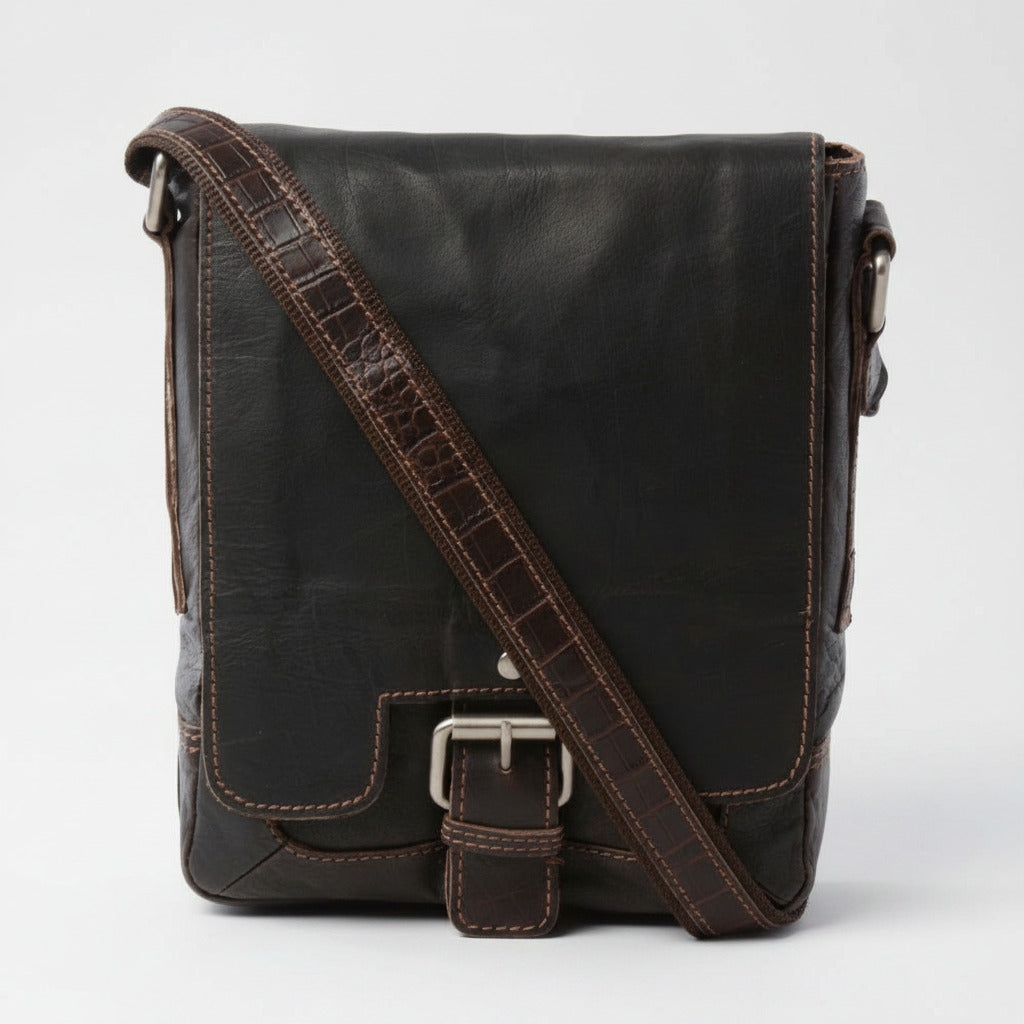 Mens Brown Leather Flight Bag