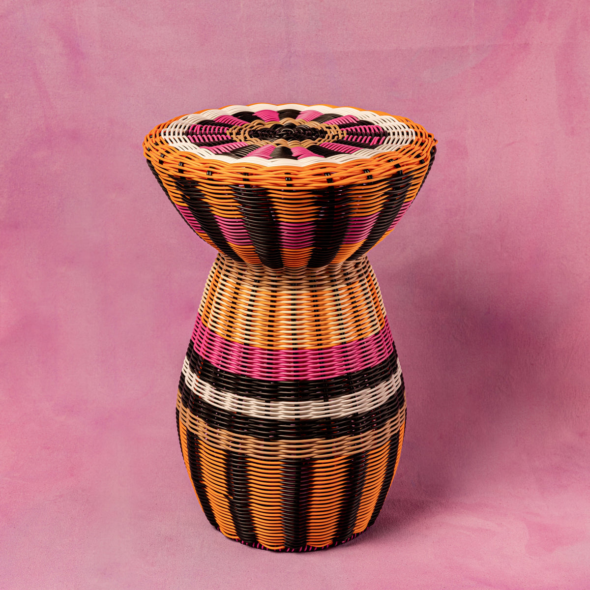 Woven Table in Pink, Orange and Black