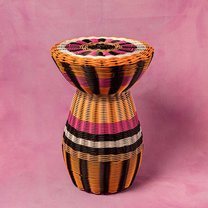 Woven Table in Pink, Orange and Black