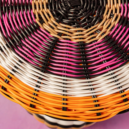 Woven Table in Pink, Orange and Black