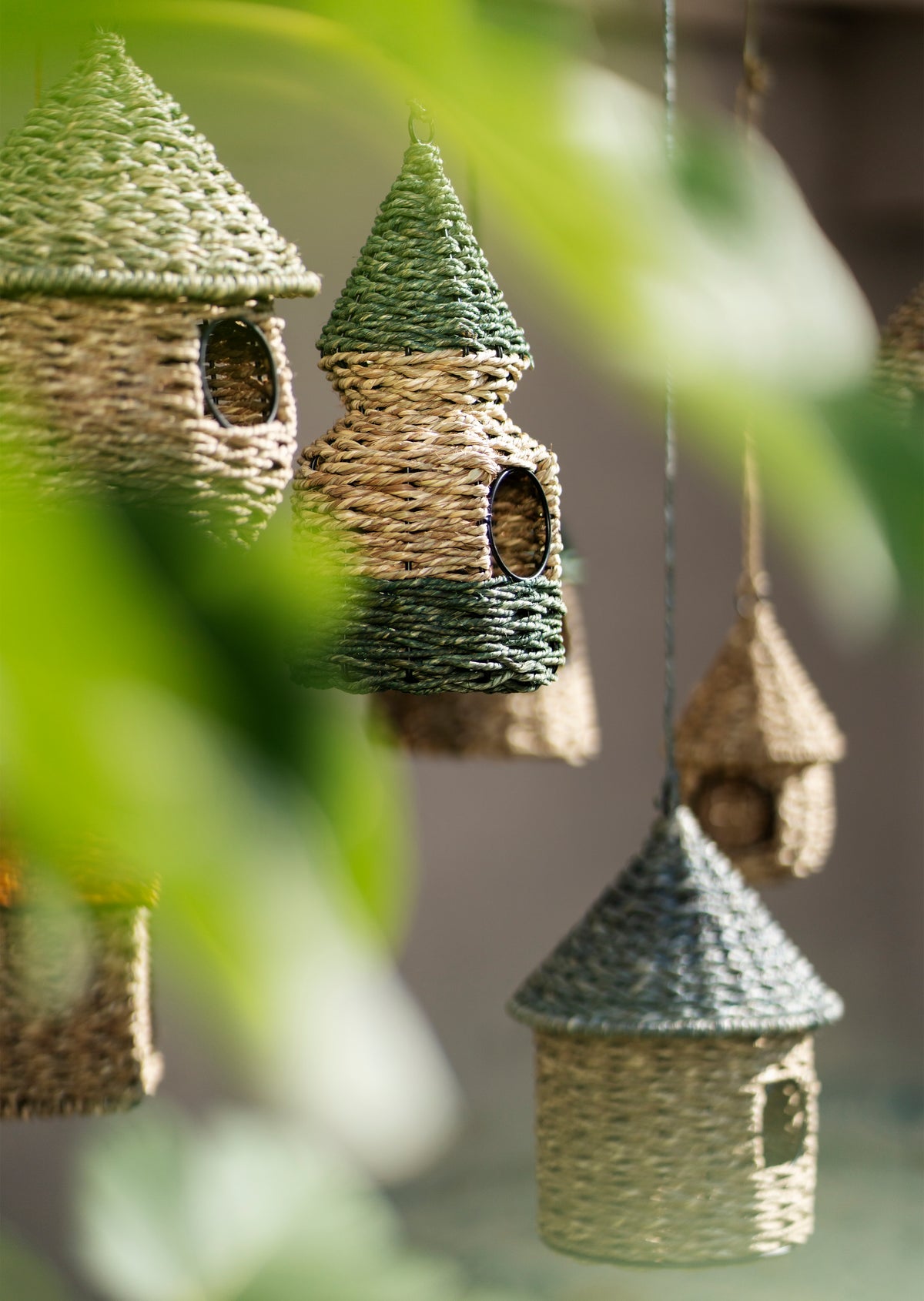 Handwoven Hanging Bird House in Seagrass