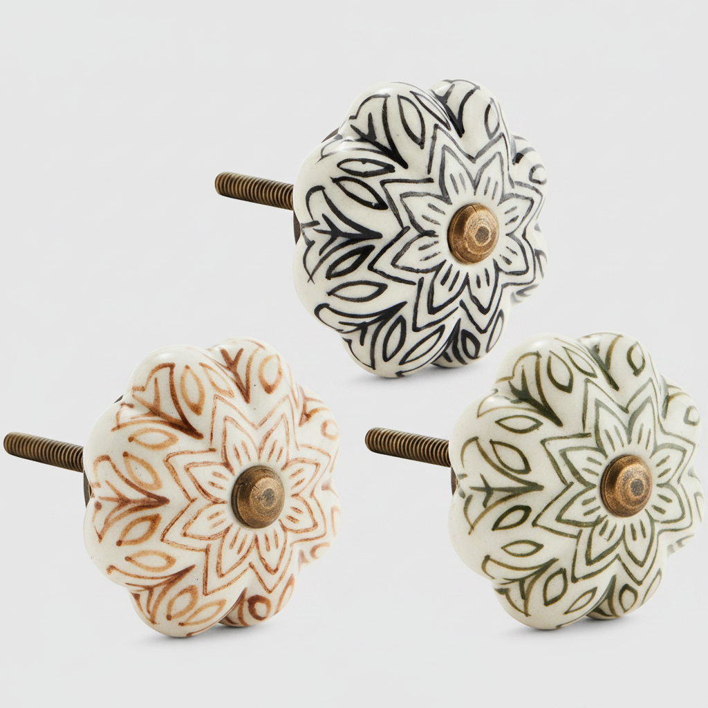 Hand-Painted Stoneware Cabinet Knob