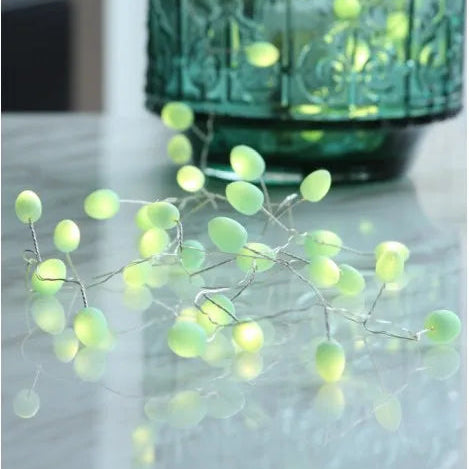 Mint Teardrop String Lights with Warm White LEDs