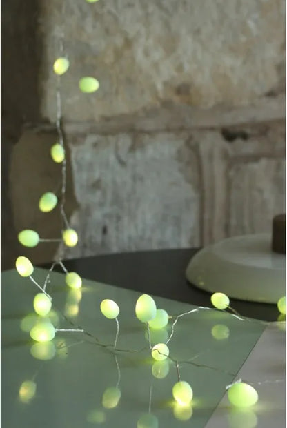 Mint Teardrop String Lights with Warm White LEDs