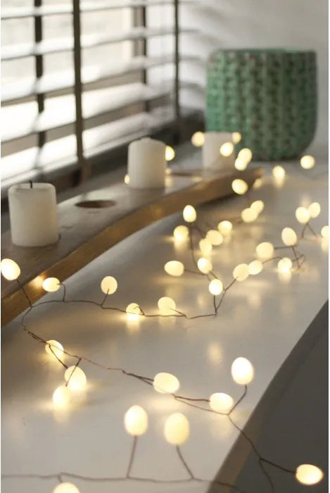 Opaque Teardrop String Lights - 90 Warm White LEDs