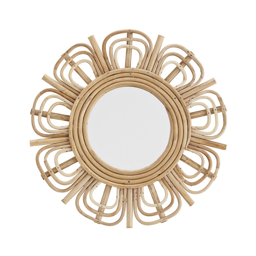 Madam Stoltz Round Bamboo Mirror