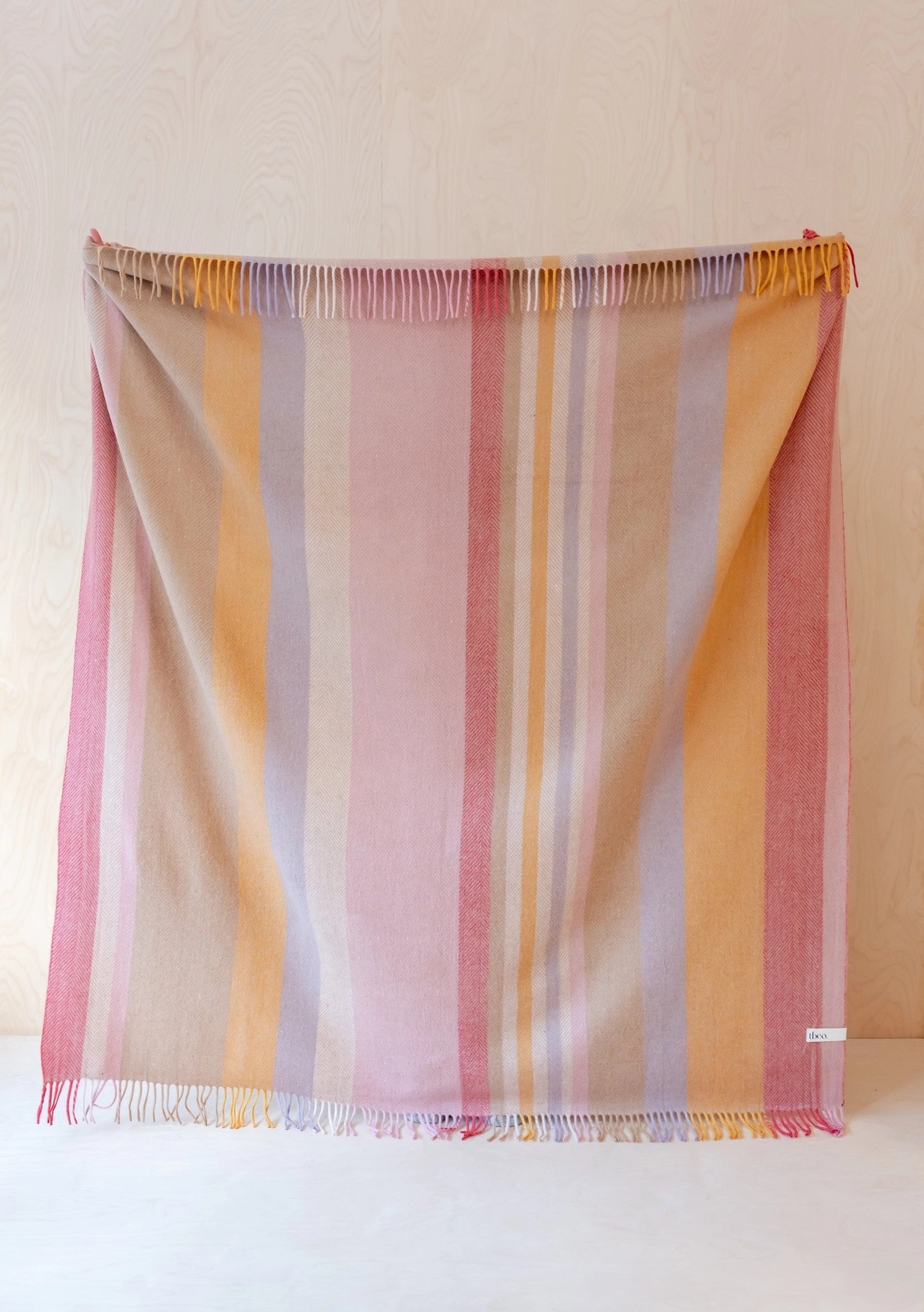 TBCo Recycled Wool Blanket in Coral Stripe