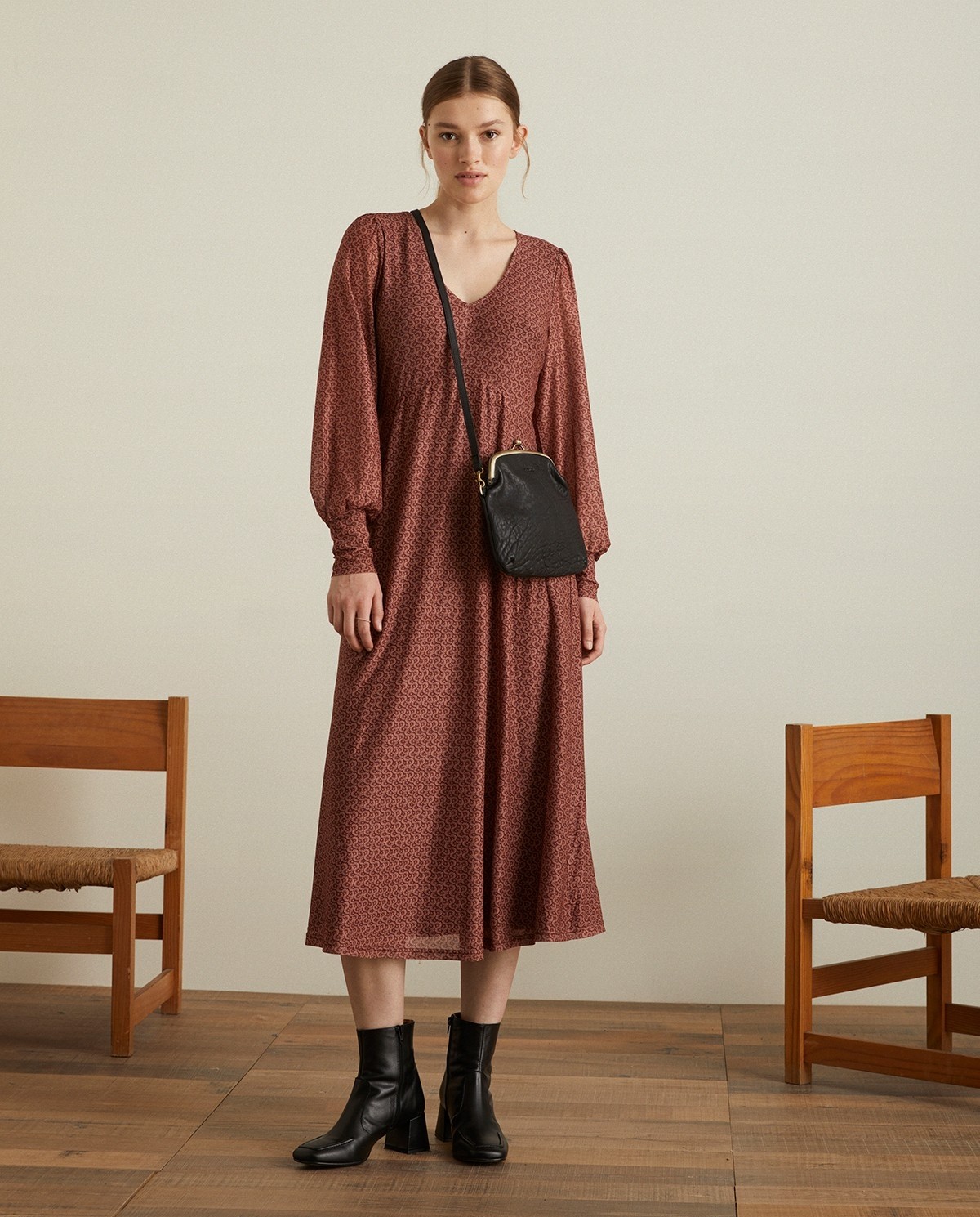 Yerse Printed Gauze Dress 