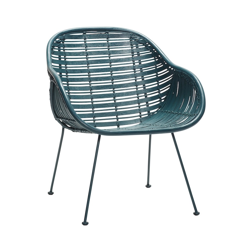 Hübsch Green Rattan Chair With Armrest