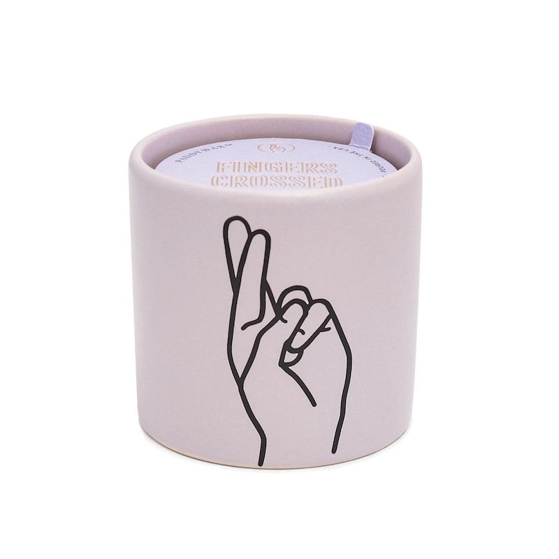 Paddywax Lavender Ceramic Fingers Crossed Candle with Wisteria & Willow