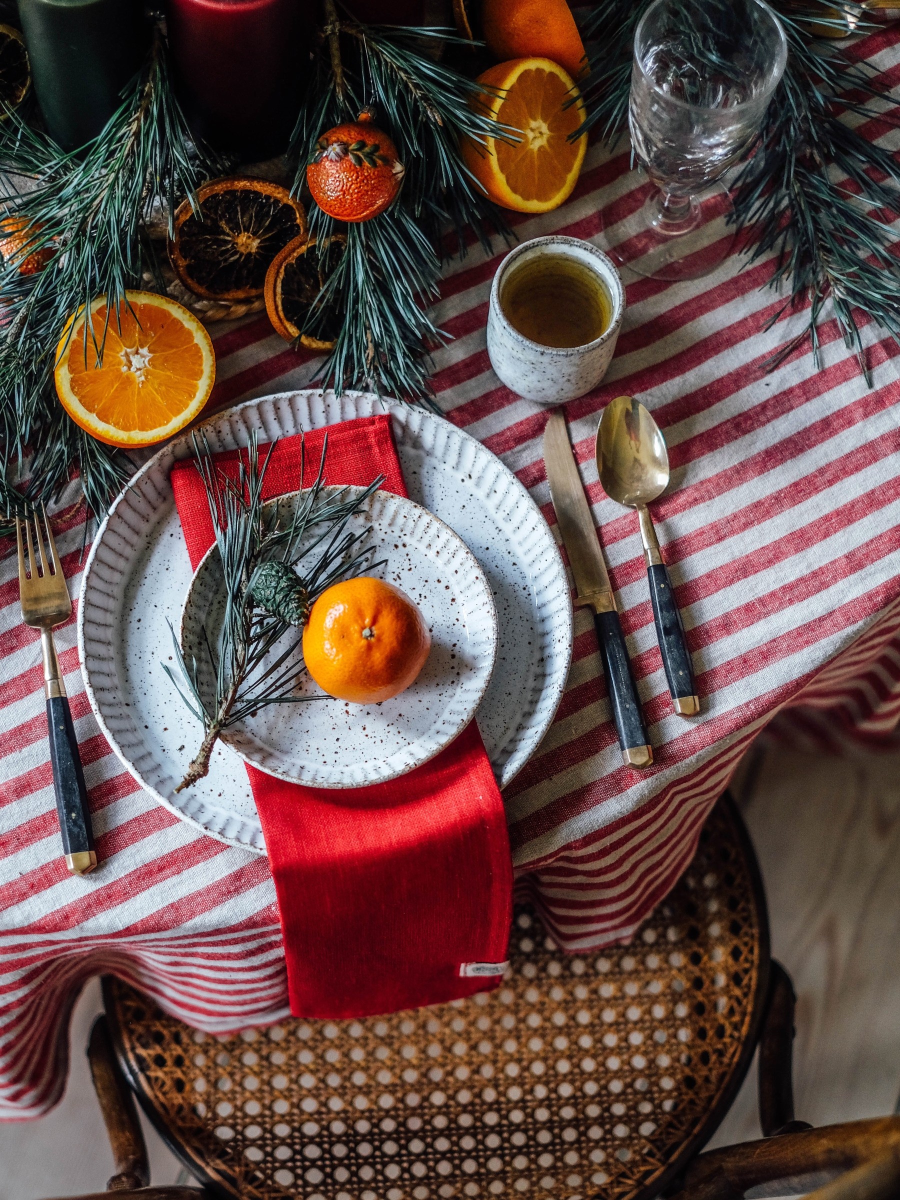 Lovely Linen Misty Edge Tablecloth Carnival Stripe