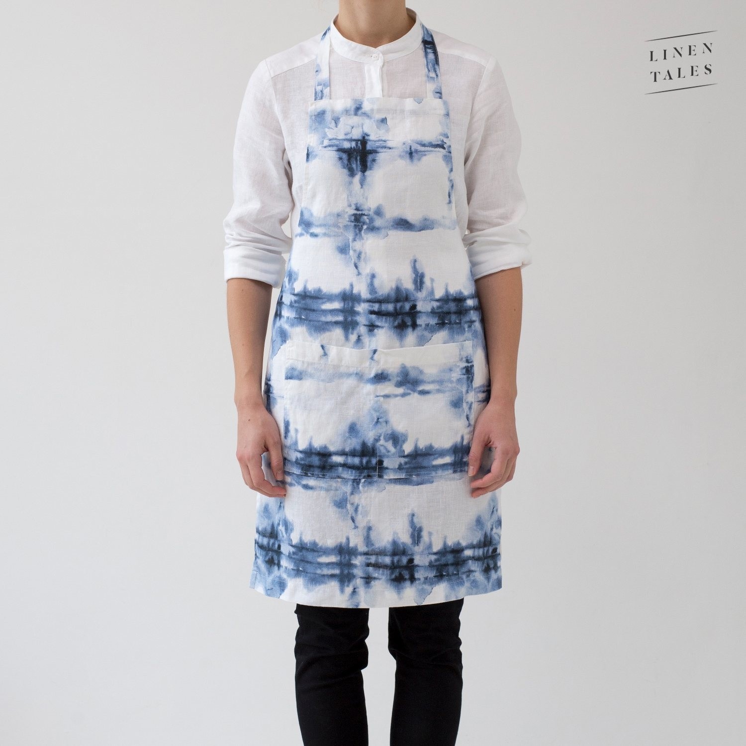 Linen Tales 'Daily' Apron Shibori Blue