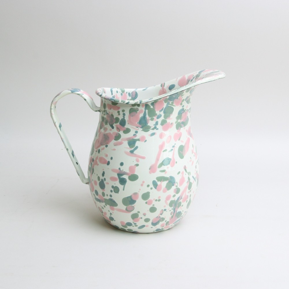 Enamel Splatterware Pitcher Sage/Hibiscus