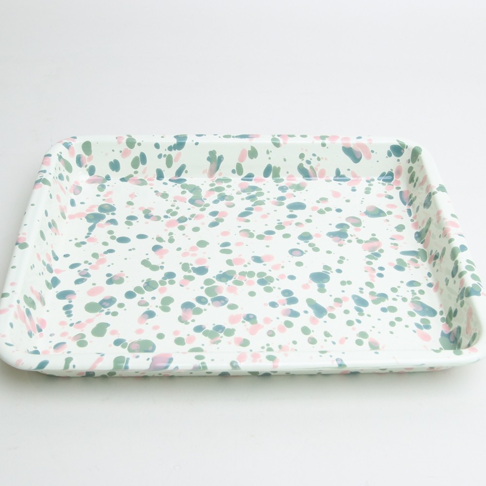 Enamel Splatterware Tray Sage/Hibiscus